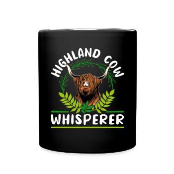 Scottish Highland Cattle Cow - Tasse einfarbig - Schwarz - Vorne