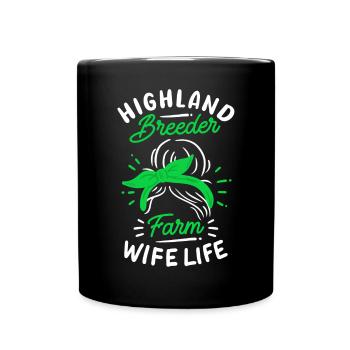 Scottish Highland Cattle Cow - Tasse einfarbig - Schwarz - Vorne
