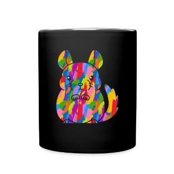 Chinchilla Bunt Vintage Regenbogen Retro - Tasse einfarbig - Schwarz - Vorne