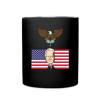 Biden Vogel Kackt USA American Flag - Tasse einfarbig - Schwarz - Vorne