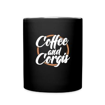Corgi Kaffee - Tasse einfarbig - Schwarz - Vorne