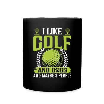 J’aime le golf et les chiens drôles en disant golfeur - Mug uni - noir - Devant