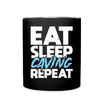 Eat Sleep Caving Repeat - Speleologist Spelunker - Full Colour Mug - black - Front
