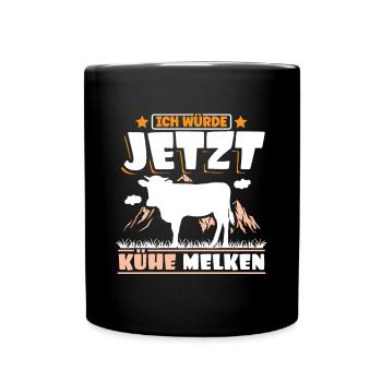 Landwirt Bauer Kühe melken - Tasse einfarbig - Schwarz - Vorne