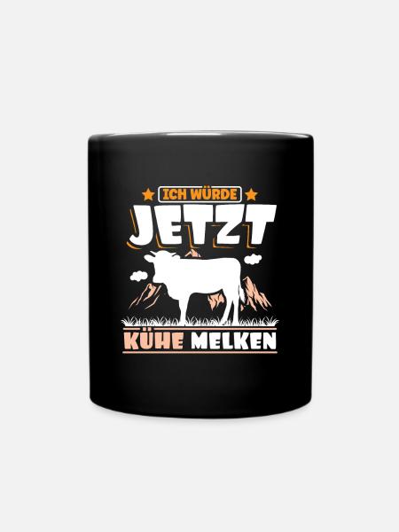 Landwirt Bauer Kühe melken - Tasse einfarbig - Schwarz