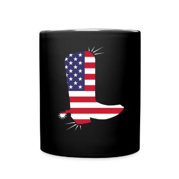 American Flag Cowboy Boot Stars And Stripes - Full Colour Mug - black - Front