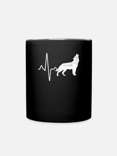Wolf Heartbeat - Full Colour Mug - black