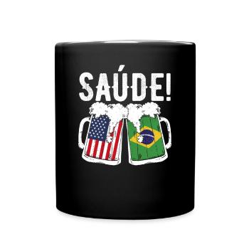 Brazilian American Patriot Brazil Flag US Saude - Tasse einfarbig - Schwarz - Vorne