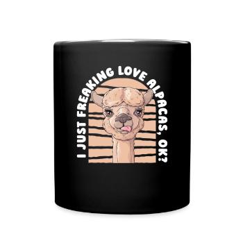 I Just Freaking Love Alpacas Vicuna Guanaco Llama - Full Colour Mug - black - Front
