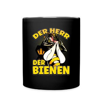 Herr Der Bienen Imker Bienenflüster Biene - Tasse einfarbig - Schwarz - Vorne