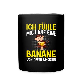 Geschenk Affe Banane Sarkasmus - Tasse einfarbig - Schwarz - Vorne