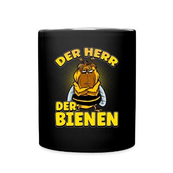 Herr Der Bienen Imker Bienenflüster Biene - Tasse einfarbig - Schwarz - Vorne