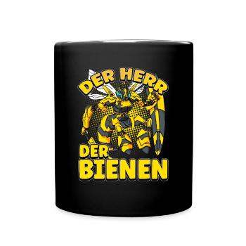 Herr Der Bienen Imker Bienenflüster Biene - Tasse einfarbig - Schwarz - Vorne