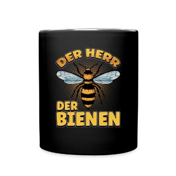 Herr Der Bienen Imker Bienenflüster Biene - Tasse einfarbig - Schwarz - Vorne