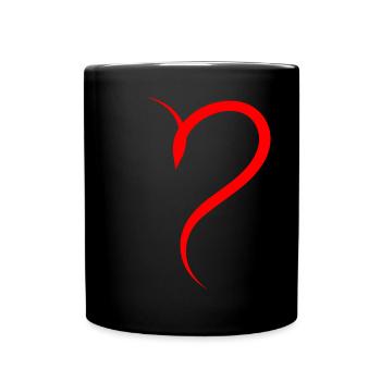 Demi-cœur rouge - Mug uni - noir - Devant