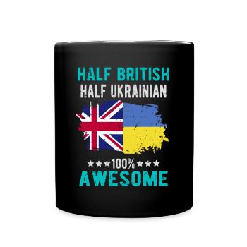 Halb Brite Halb Ukrainer - Tasse einfarbig - Schwarz - Vorne