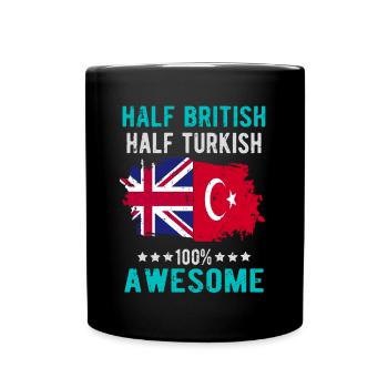 Half British Half Turk - Full Colour Mug - black - Front