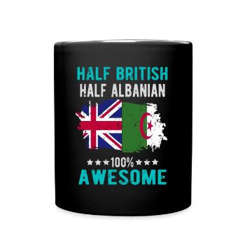 Halb Brite Halb Albaner - Tasse einfarbig - Schwarz - Vorne
