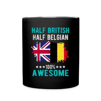 Halb Brite Halb Belgier - Tasse einfarbig - Schwarz - Vorne