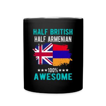 Halb Brite Halb Armenier - Tasse einfarbig - Schwarz - Vorne