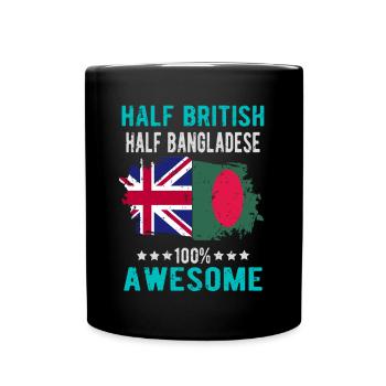 Half British Half Bangladeshi - Full Colour Mug - black - Front