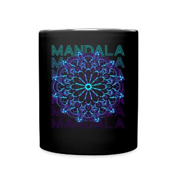 Mandala Heilige Geometrie Prana Retro - Tasse einfarbig - Schwarz - Vorne