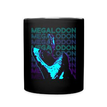 Megalodon Shark Retro - Full Colour Mug - black - Front