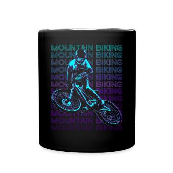 Mountain Biking MTB Biker Mountain Bike Retro - Full Colour Mug - black - Front