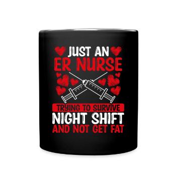 Night Shift Emergency Medical Nurse Funny ER - Full Colour Mug - black - Front