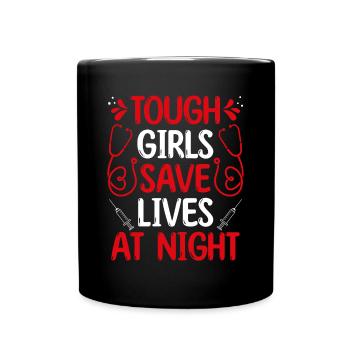 Service médical d’urgence Fille sauver la nuit Infirmière aux urgences - Mug uni - noir - Devant
