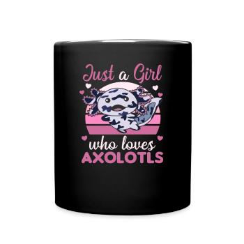 Axolotl aime les animaux mignons pour les filles roses - Mug uni - noir - Devant