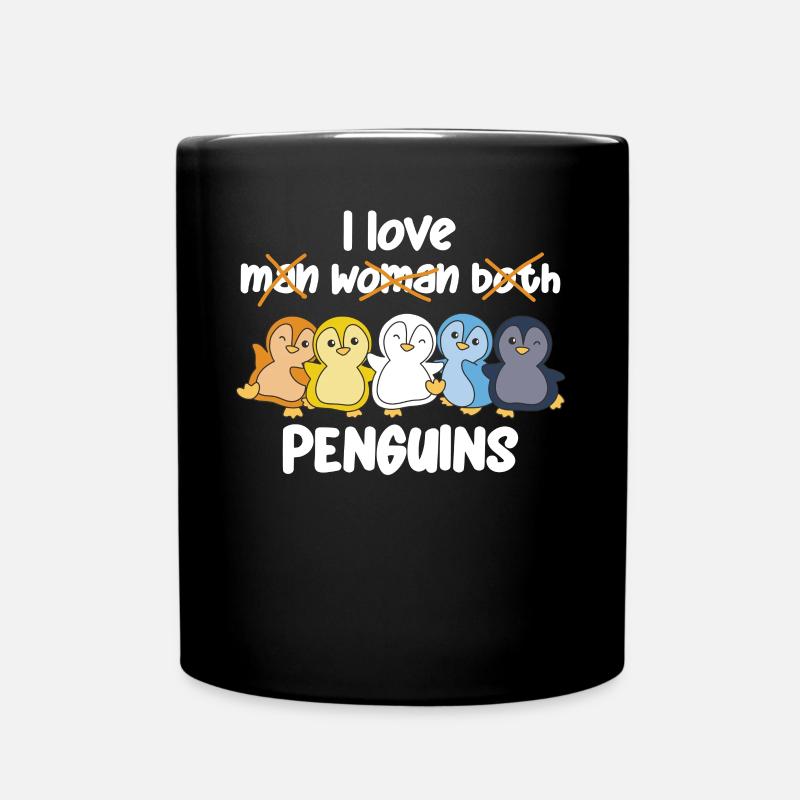 Aroace Flag Pride LGBTQ süßer Pinguin - Tasse einfarbig - Schwarz