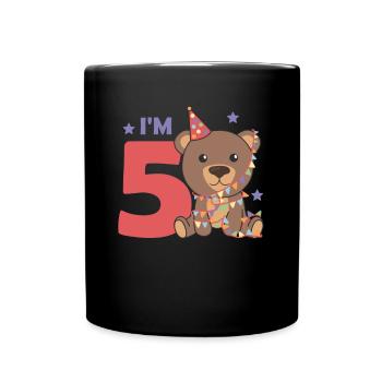 Ours pour le cinquième anniversaire pour les enfants de 5 ans - Mug uni - noir - Devant