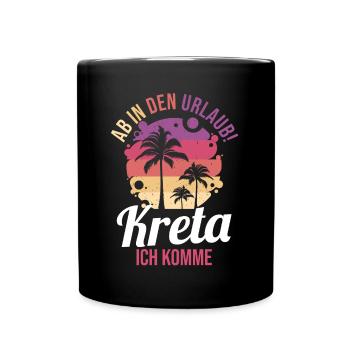 Ab in den Urlaub Kreta ich komme - Tasse einfarbig - Schwarz - Vorne