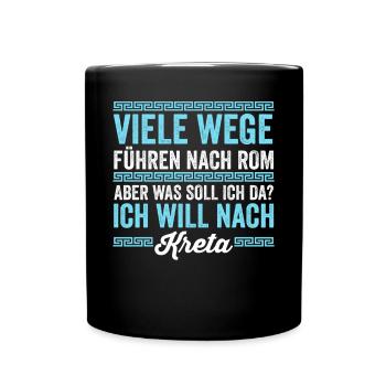 Ich will nach Kreta - Tasse einfarbig - Schwarz - Vorne
