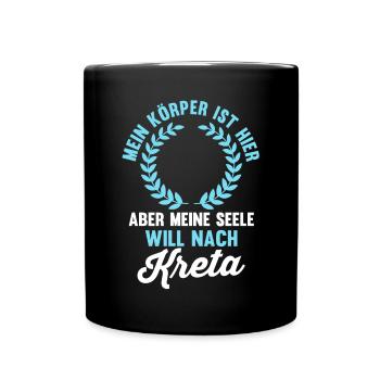 Meine Seele will nach Kreta - Tasse einfarbig - Schwarz - Vorne