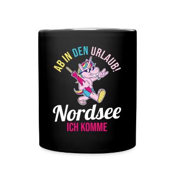 Ab in den Urlaub Nordsee ich komme - Tasse einfarbig - Schwarz - Vorne