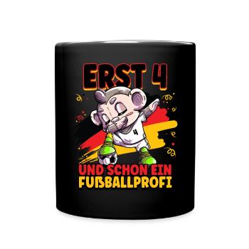 4. Geburtstag Fußballprofi Fußball Kinder - Tasse einfarbig - Schwarz - Vorne