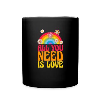 Hippie Peace Flower Power Amour Paix Cadeau - Mug uni - noir - Devant