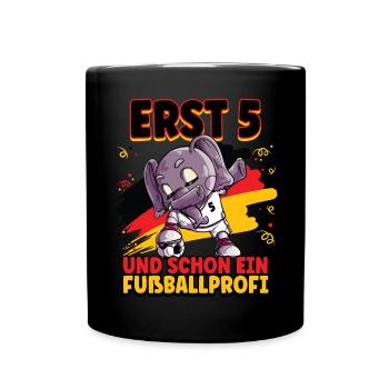 5. Geburtstag Fußballprofi Fußball Kinder - Tasse einfarbig - Schwarz - Vorne