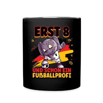 8. Geburtstag Fußballprofi Fußball Kinder - Tasse einfarbig - Schwarz - Vorne