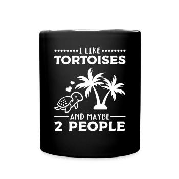 I like turtles and maybe 2 people I - Full Colour Mug - black - Front