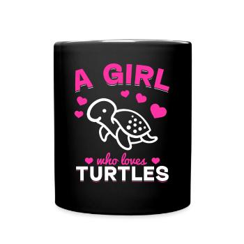 Sea Turtle Lover Girls Turtles - Full Colour Mug - black - Front