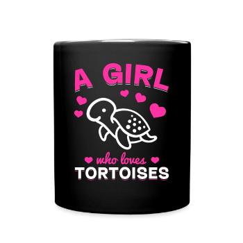 Sea Tortoise Lover Girl Turtles A girl, - Full Colour Mug - black - Front