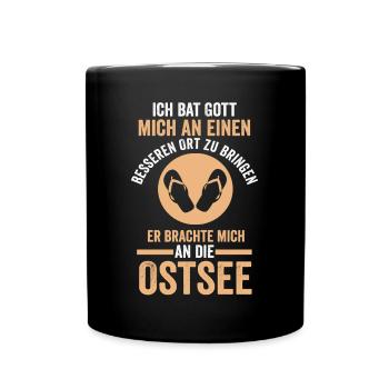 Gott brachte mich an die Ostsee - Tasse einfarbig - Schwarz - Vorne
