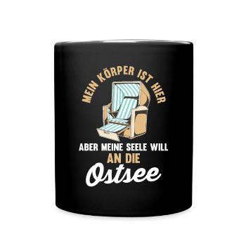 Meine Seele will an die Ostsee - Tasse einfarbig - Schwarz - Vorne