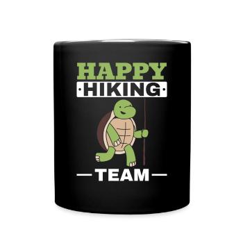Happy Hiking Team Schildkröte Wandern Outdoor - Tasse einfarbig - Schwarz - Vorne
