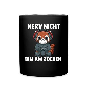 Nerv Nicht Bin Am Zocken Roter Panda - Computer - Tasse einfarbig - Schwarz - Vorne