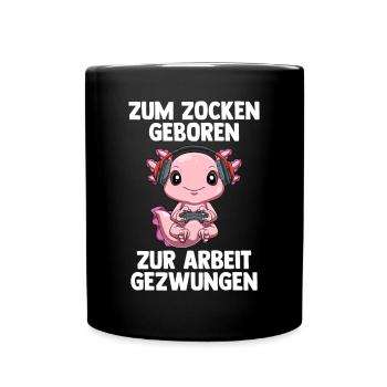 Gamer Axolotl - Computer Spiele Online Spiele - Tasse einfarbig - Schwarz - Vorne