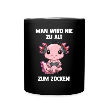 Lustiger Gaming Axolotl - Computer Spiele - Tasse einfarbig - Schwarz - Vorne